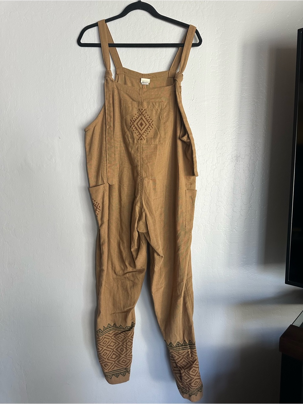Women’s Tan Printed Overalls